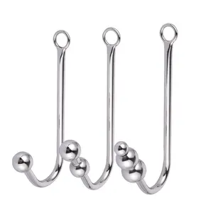 Stainless Steel Anal Hook with Anal Beads Hole Metal Butt Plug Anal Sex Toys Adult Product No Vibrator for men