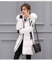 Blanc Hiver Fourrure Veste Femmes Long Laine Manteau Femmes Parkas Bulle Femmes Parka Capuche Gris