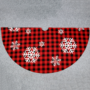 Falda para Árbol de Navidad de 48 Pulgadas, Diseño a Cuadros Rojos y Negros, con Copos de Nieve Impresos Personalizados, para Decoraciones Navideñas - Product Image 6