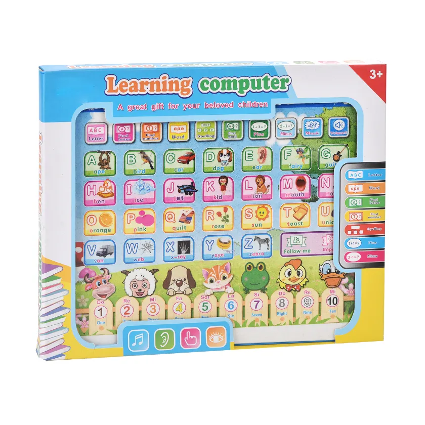 Fun-tableta de aprendizaje para niños, máquina de aprendizaje inteligente, con diseño alfanumérico en <span class=keywords><strong>inglés</strong></span>