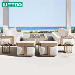 Juego de Sofás de Teca para Exteriores de Estilo Mediterráneo, Lujoso, Ecológico y Contemporáneo, con Cojines Impermeables Hechos a Mano para Uso en Hoteles y Jardines - Product Image 1