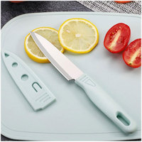 Jeu de 4 mini couteaux de camping portables Planche à découper rectangulaire en silicone et plastique pour hacher et cuisiner