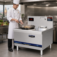 . Cuisinière à induction professionnelle pour wok, brûleur concave haute puissance 15KW, cuisinière chinoise pour hôtel, restaurant, cuisine