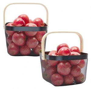 Metal Mesh <b>Basket</b> with Handle Square Harvest Storage <b>Small</b> <b>Basket</b> with Handle for Shopping Garden Bathroom Kitchen Organizing - Product Image 1