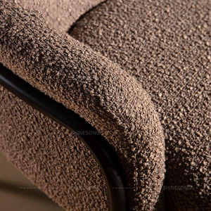 Pouf rond moderne en tissu avec pieds en acier inoxydable, ottoman, fauteuil <span class=keywords><strong>de</strong></span> détente marron avec repose-pieds - Product Image 5