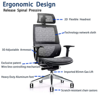 Chaise de bureau ergonomique au design moderne avec appuie-tête réglable en maille et tissu pour cadres.