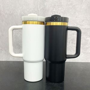 Gobelet isotherme en acier inoxydable 30 oz avec revêtement en poudre, plaqué or, avec poignée, pour les voyages - Product Image 4