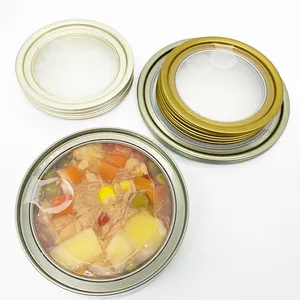 Food Grade Tin Can lid 300#(307#/401#) Retort Round Transparent Easy Peel Off EndsFor Canned Tuna Factory