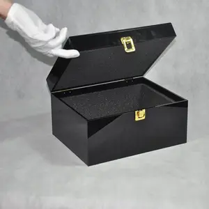 Custom Black Acrylic Container Square Box Make Up Storage Acrylic Box