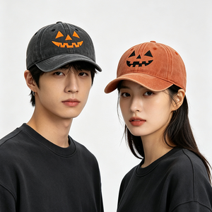 Gorra de Béisbol Bordada con Calabaza de Halloween, de Algodón y Mezclilla, Ajustable, Unisex, Informal, para Fiestas, Primavera y Otoño - Product Image 3