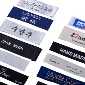 New Product Sewn-In Washing Clothing Tags Factory Custom Logo Brand Name Apparel Woven Clothing Labels