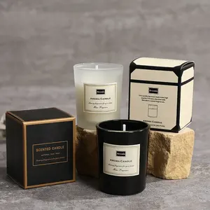 OEM Wholesale Hot Selling Private Label Soy Wax Black Glass Container Home Decor Luxury Aroma Aromatherapy Scented Candle Gift