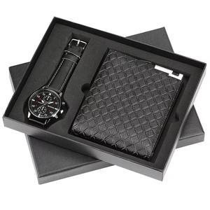 5 pièces/ensemble Boutique coffret cadeau pour hommes ensemble cadeau ceinture + portefeuille + cravate + grand cadran montre à Quartz + boutons de manchette cadeau de fête des pères - Product Image 4