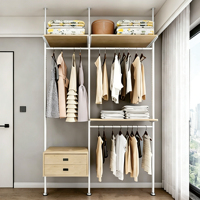Armoire de dressing ouverte autoportante moderne extensible avec portes en MDF et étagère colonne intégrée