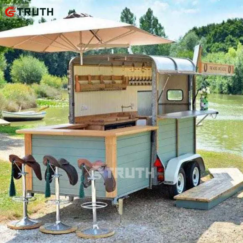 Chine chariot rue nourriture cheval boîte camion utilisé nourriture mobile remorque bar à bière à vendre