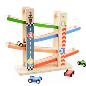 Juegos de coches de pista de madera para niños pequeños, niños y niñas