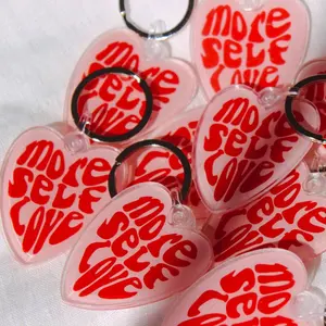 30/60Pcs Acrylic Hearts Discs Clear Heart Shape Acrylic Keychain Blanks  Bulk with Hole for Birthday