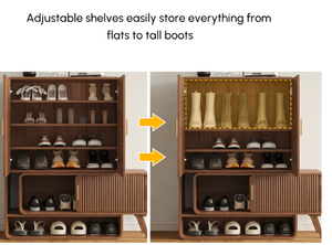 Armoire à chaussures en bois moderne, écologique et peu encombrante, <span class=keywords><strong>avec</strong></span> <span class=keywords><strong>3</strong></span> <span class=keywords><strong>portes</strong></span> et 8 étagères, pour la maison et le salon - Product Image 4