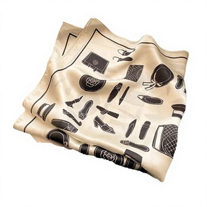 High Quality 100% <b>Silk</b> <b>Women's</b> Square <b>Scarves</b> Custom Digital Print Service Autumn Geometric Solid Bows Multi-Functional Vintage - Product Image 4