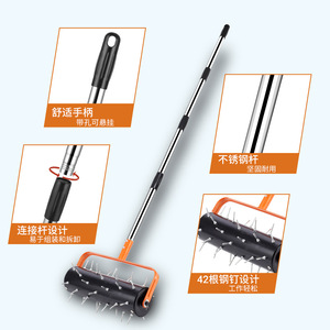 Aérateur de <span class=keywords><strong>pelouse</strong></span> manuel en acier inoxydable Hustech, motoculteur rotatif, désherbeur de jardin, <span class=keywords><strong>outil</strong></span> rouge avec garantie de 3 ans pour la décompactation du sol - Product Image 4