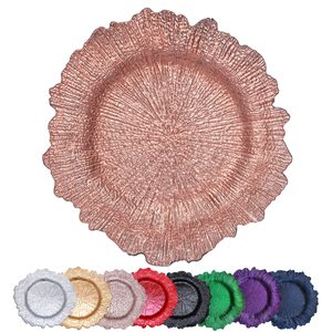 Piastre per caricabatterie in plastica floreale in oro rosa da 13 pollici - Product Image 5