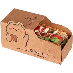 Sandviç çekmece kutusu bento kutuları atılabilir kahvaltı paket servisi olan restoran gıda kağit kutu yağ kağıt şeffaf plastik torba
