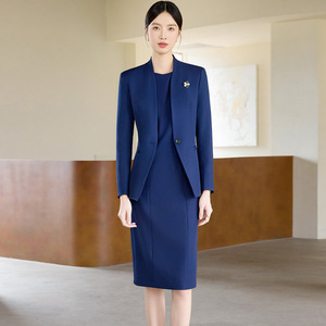 Women's Suit <b>Set</b> Black Midi Skirt Full Sleeve <b>Blazer</b> Anti-Wrinkle Office Lady Workwear Professional Dress - Product Image 4