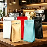 Sac à fond plat refermable Lebei avec fermeture éclair pour le stockage des grains de café, pochette à café multicolores avec valve