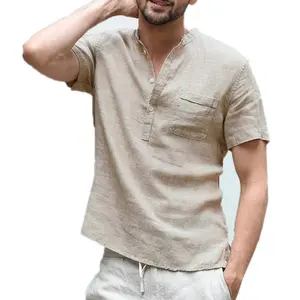 热销新款经典设计意大利男士休闲纯色衬衫带口袋