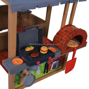 บ้านไม้เล่นกลางแจ้งพร้อมครัวกลางแจ้ง เตาปิ้งย่าง และเตาอบพิซซ่า - บ้านเล่นจำลองสำหรับสวนหลังบ้าน - Product Image 5