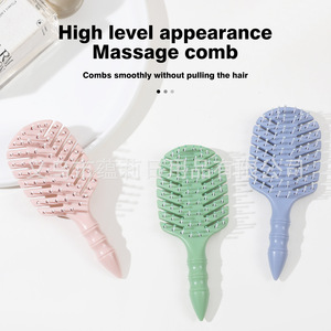 Mini peigne portable en plastique ajouré motif feuille, brosse à cheveux de voyage pour femmes, massage antistatique, grande taille - Product Image 4