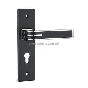Cerradura de manija de puerta ABS de estilo moderno, distancia de agujero de 58mm, manija de placa de hierro de níquel negro Pintu Kinci Pintu - Product Image 5