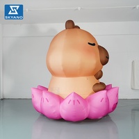 Capybara gonflable personnalisé avec base en lotus, modèle de mascotte de dessin animé pour la décoration d'attractions touristiques en plein air et de parcs