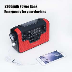 Radio de Emergencia Portátil con Manivela Solar de 2000 mAh, Linterna USB, Radio AM/FM, Alerta Meteorológica NOAA, Función SOS, Incluye Reloj y Correa - Product Image 4