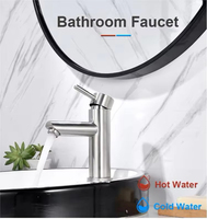 Robinet de bassin d'eau froide monté sur pont en acier inoxydable Nickel brossé de style simple pour chambre à coucher cuisine salle de bain
