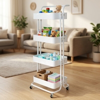Chariot de rangement roulant à 4 niveaux, organisateur mobile, chariot multifonctionnel avec roues pour la cuisine