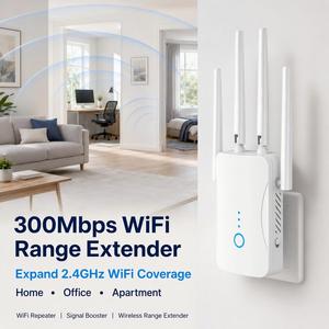 Répéteur <span class=keywords><strong>WiFi</strong></span> domestique 300 Mbps 2,4 GHz et amplificateur de signal Internet pour chambre, bureau et appareils intelligents - Product Image 5