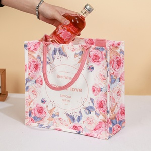 Vente en gros de sac en toile vintage pour mariage rose rouge fourre-tout 3D Sac à main uni créatif avec fermeture éclair et longue anse en coton - Product Image 3