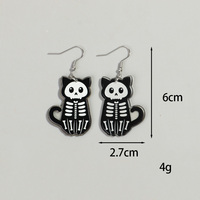 Großhandel Günstige Urlaub Mode Schöne Katze Tod Skelett Kürbis Ghost Halloween Spooky Acryl Tropfen Ohrringe für Frauen