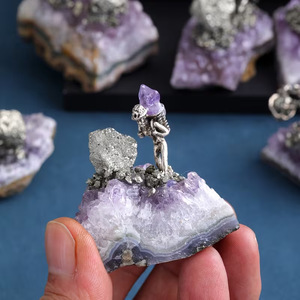 Wholesale Natural Amethyst Cluster Miner Creative <b>Crystal</b> Small Ornaments Nordic Style Handicrafts Home Office Decoration - Product Image 4