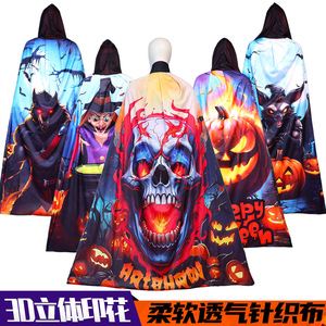 Capa con estampado de calabaza, bruja, murciélago y <span class=keywords><strong>hombre</strong></span> <span class=keywords><strong>lobo</strong></span> para fiestas y actuaciones - Product Image 4
