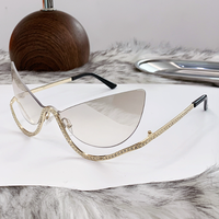 Bettega Nouvelles Lunettes de Soleil Sans Monture Style Européen et Américain Incrustées de Diamants pour Femmes, Modèle Œil de Chat Tendance