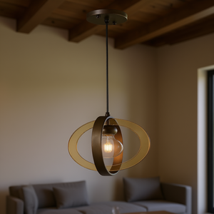 Lámpara Colgante de Bronce Antiguo E27 LED 2700K con Pantalla Redonda de Vidrio para Sala de Estar - Product Image 2