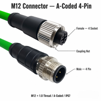 Câble réseau industriel blindé en cuivre PVC haute vitesse SHAN WEI, type A, M12, quatre cœurs, IP67, connecteur mâle-femelle 4p