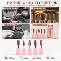 Juego de brocas para uñas Yaqin New Rose Gold, de carburo de tungsteno, herramienta profesional para taladrar uñas, brocas de corte recto y cruzado, seguras.