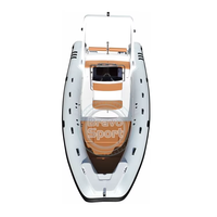 Nouveau design, bateau à rames gonflable en fibre de verre de 6,8 m (22 pieds) avec coque en V profond et grand pont solaire en Hypalon
