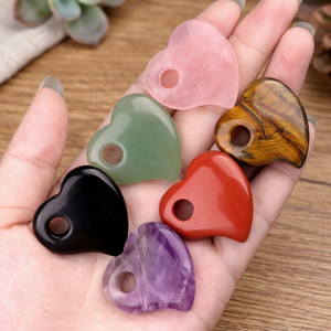 Natural Amethyst Crystal Stone Heart Pendant with Hole Wholesale DIY Jewelry Making Craft Supplies Handmade Necklace Accessories - Product Image 3