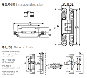 Zinc 180 Degree Concealed Hinge 18x21x155mm Oem&odm 3d Adjustable Hidden Door 60kg Silent Bld-g155 180 Degree Opening Full - Product Image 4