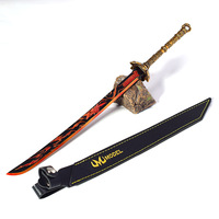 Mini épée de samouraï en alliage, modèle d'accessoire de jeu d'anime de style chinois, épée Flamme de Lotus Rouge 30CM, version avec étui en cuir, accessoire de déguisement