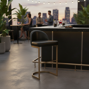 Modern Adjustable <b>Bar</b> <b>Stool</b> with Curved Backrest Upholstered Metal for Home Hotel Dining and Outdoor for <b>Bars</b> - Product Image 3